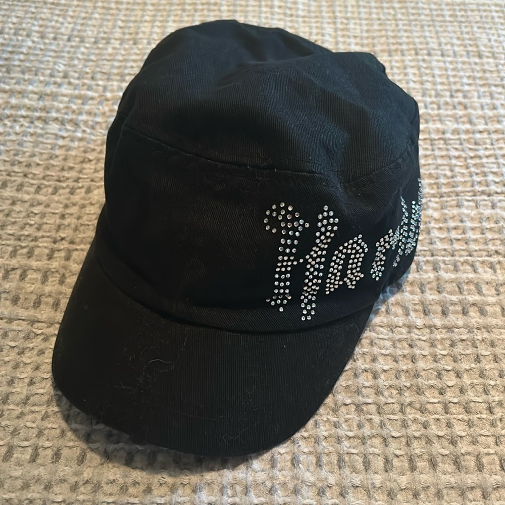 Ladies Harley Davidson black painters cap/hat with bling insignia.